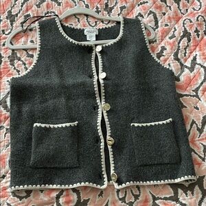 Song of Style Dark Gray Vest with White Trim
